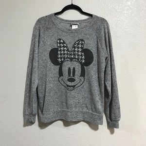 RARE Minnie Mouse houndstooth gray sweater L